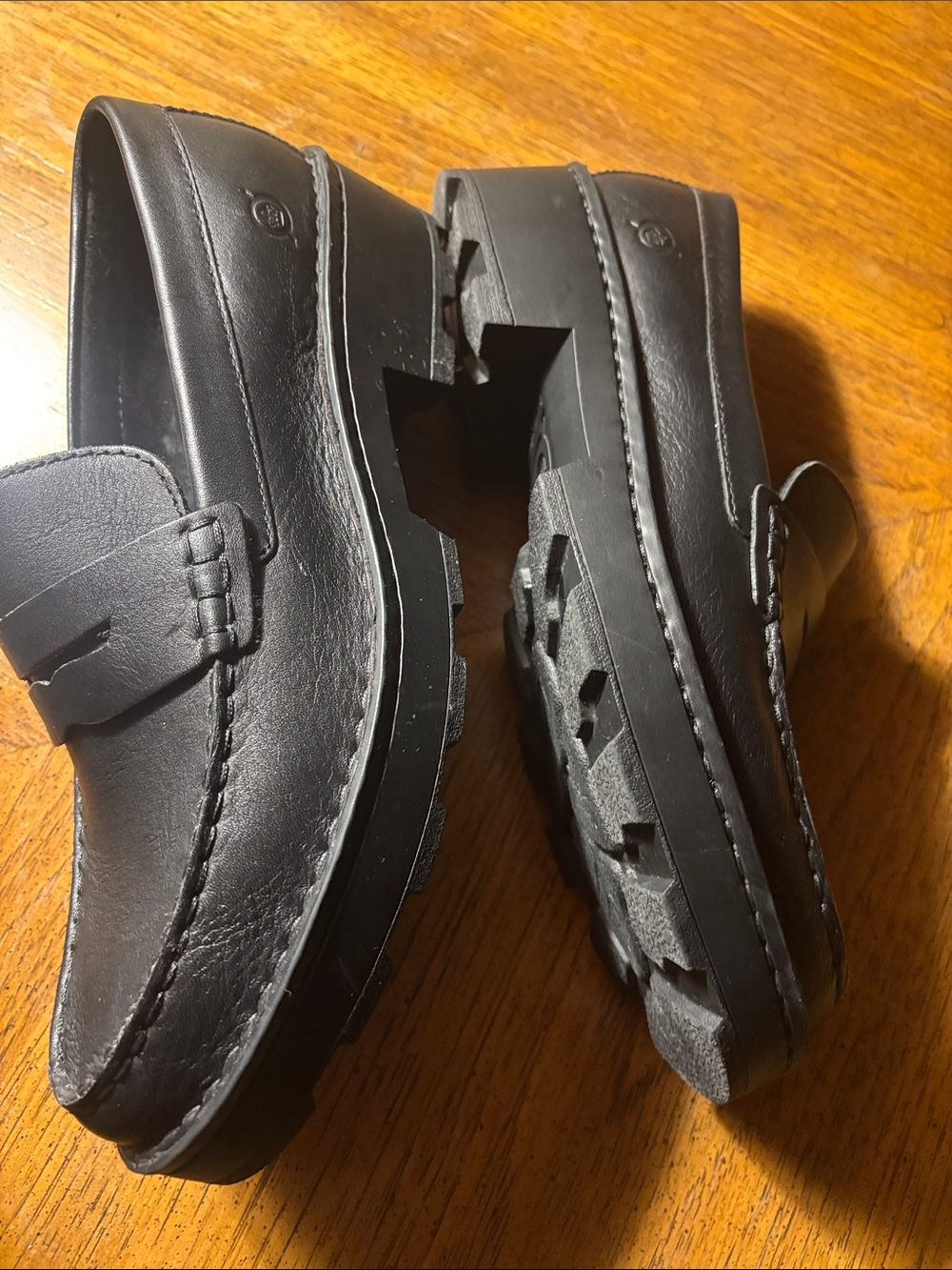 Born Black Leather Slip-On Penny Loafers